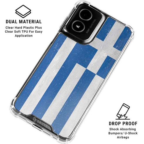 Greece Flag Distressed Moto G Power 5G (2024) Clear Case